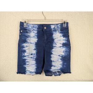 Cato's Blue White Tie Dye Frayed Hem Mid Rise Shorts Size 6 women's